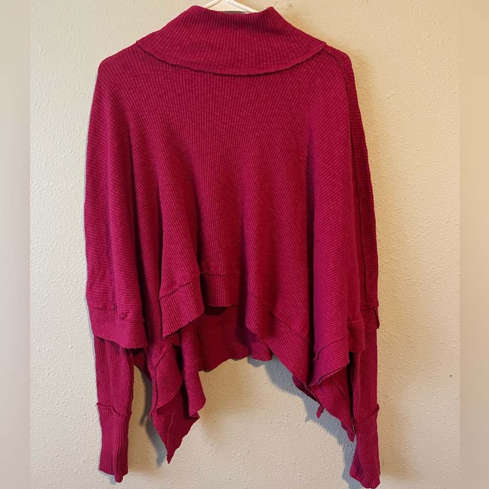 Free People We The Free Moon Daisy Turtleneck Rib Top Women's XS Rose Hypnotic